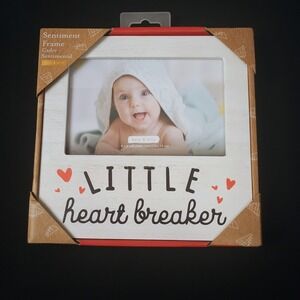 Pearhead Little Heart Breaker Sentiment Frame White Baby Boy 4x6 Photo Nursery